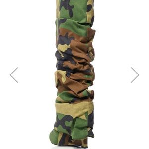 AZALEA WANG ZUMMA CAMO RUCHED WEDGE BOOT
